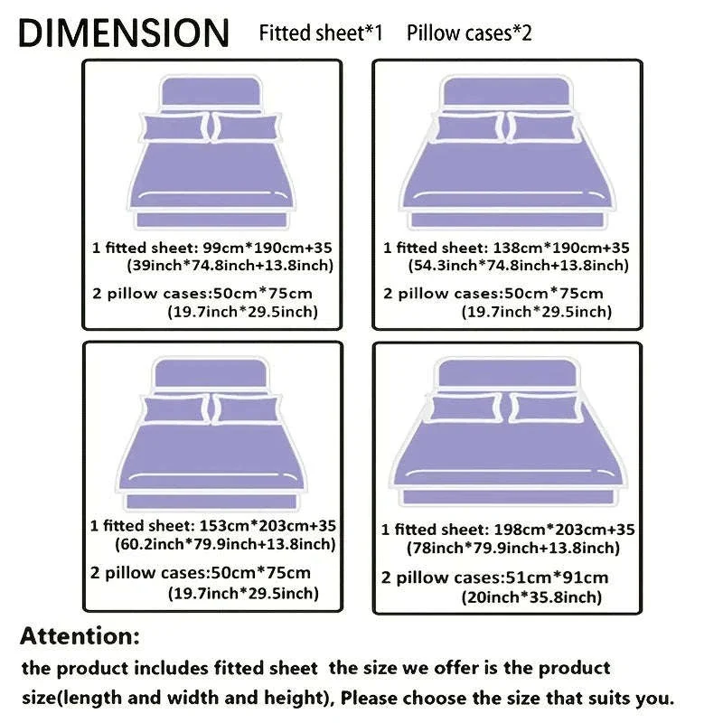 Plaid Fitted Sheet Set with Pillowcases Deep Pocket 15 Inch - Image 3