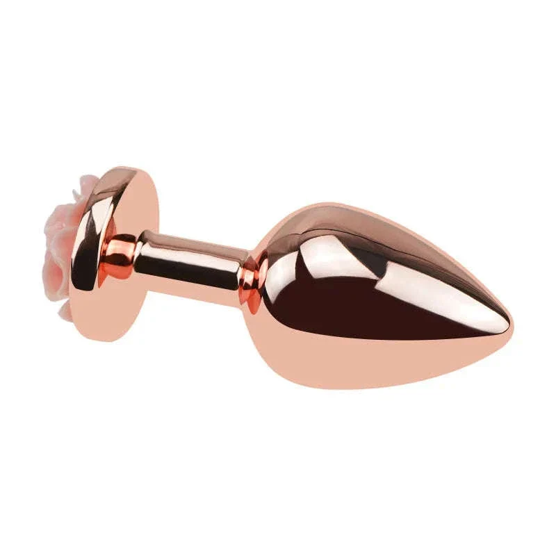 3-Size Rose Shaped Anal Plug with Smooth Metal Finish - Image 4