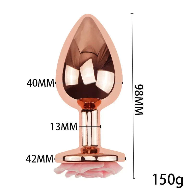 3-Size Rose Shaped Anal Plug with Smooth Metal Finish - Image 9