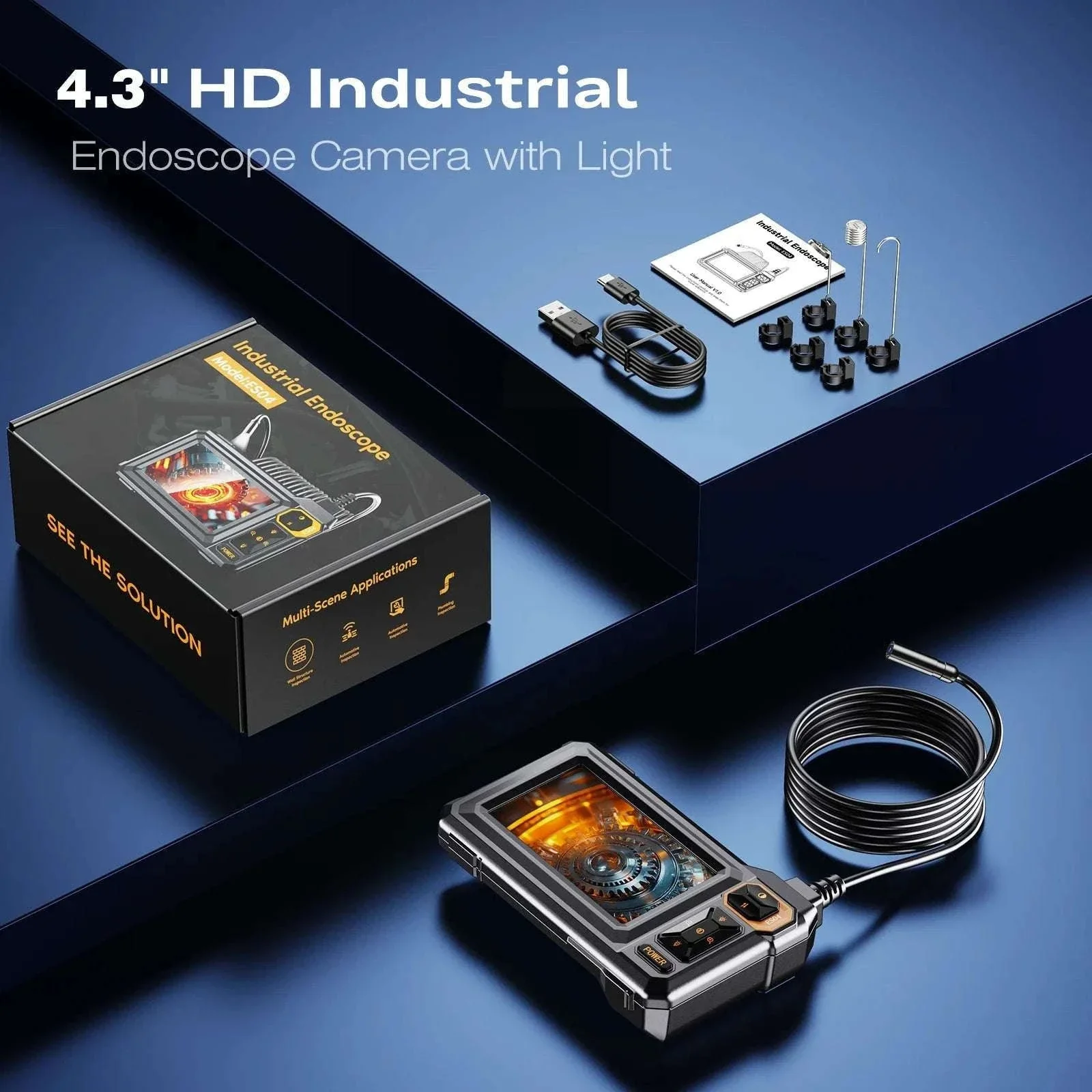 4.3" HD Endoscope Camera with Screen 16.5ft Cable Pipe Inspection - Image 10