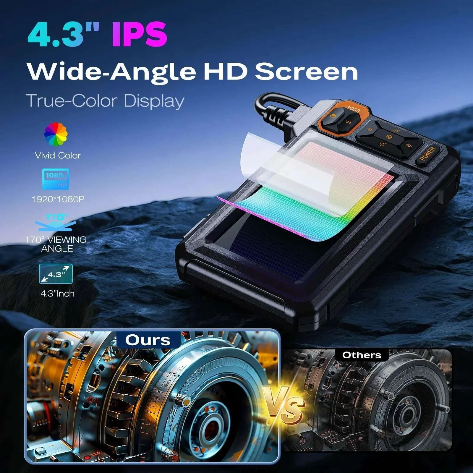 4.3" HD Endoscope Camera with Screen 16.5ft Cable Pipe Inspection - Image 3