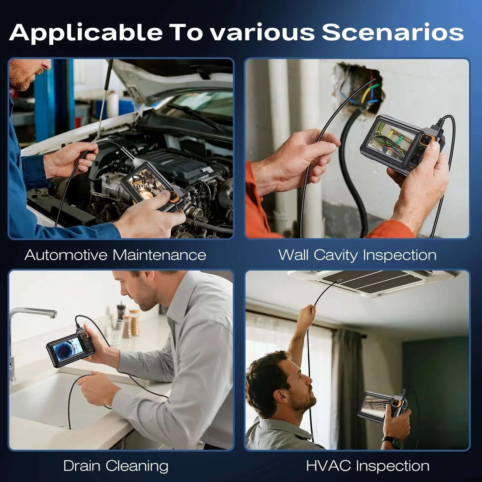 4.3" HD Endoscope Camera with Screen 16.5ft Cable Pipe Inspection - Image 6