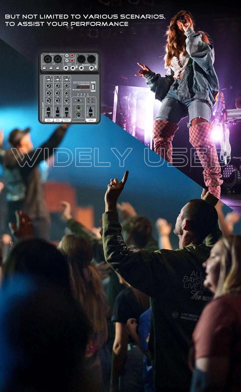 4 Channel Audio Mixer with USB, Bluetooth and Phantom Power - Image 10