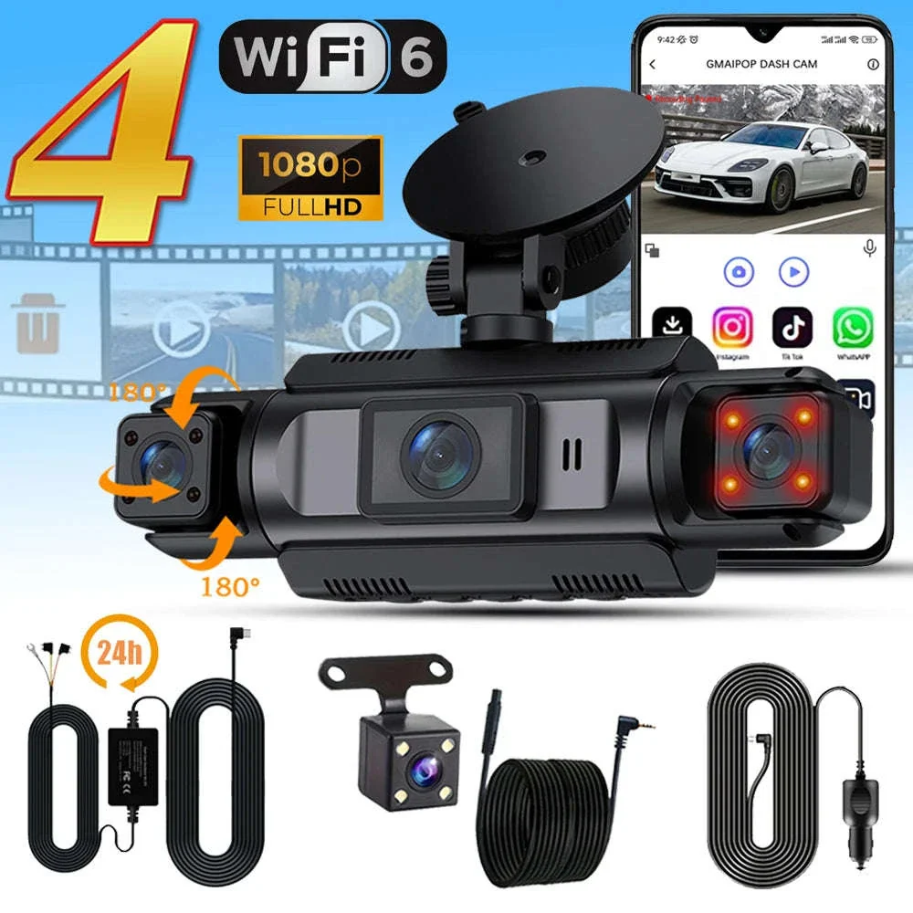 4-Channel Dash Cam 1080P WiFi Car DVR with Night Vision - Image 7