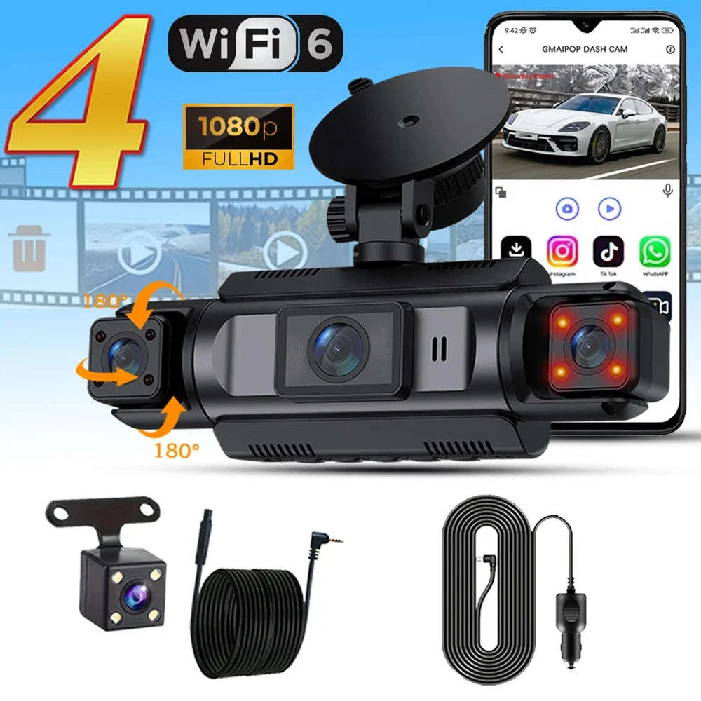 4-Channel Dash Cam 1080P WiFi Car DVR with Night Vision - Image 8