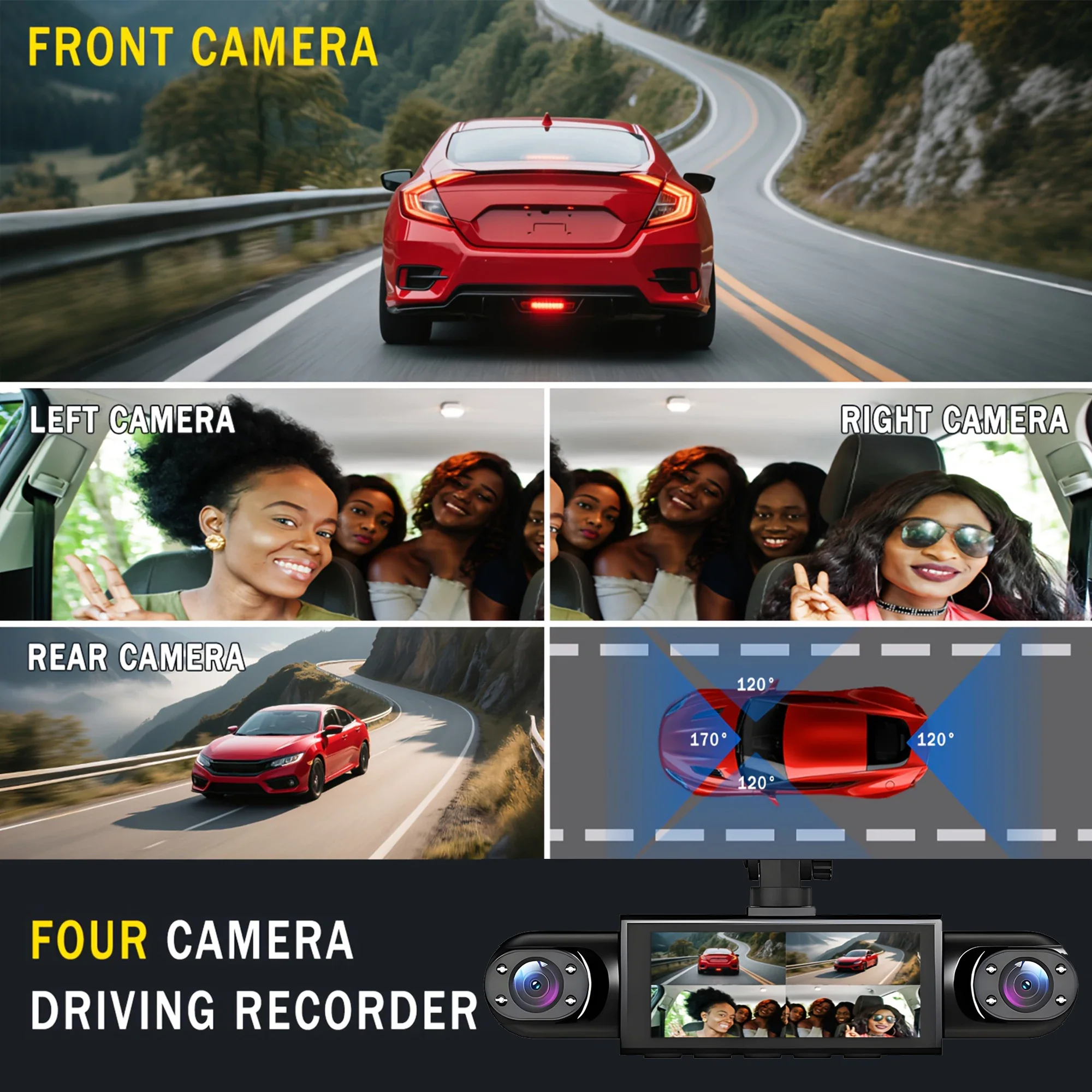 4 Channel Dash Cam 360° Car Video Recorder with Night Vision and Parking Monitor - Image 7