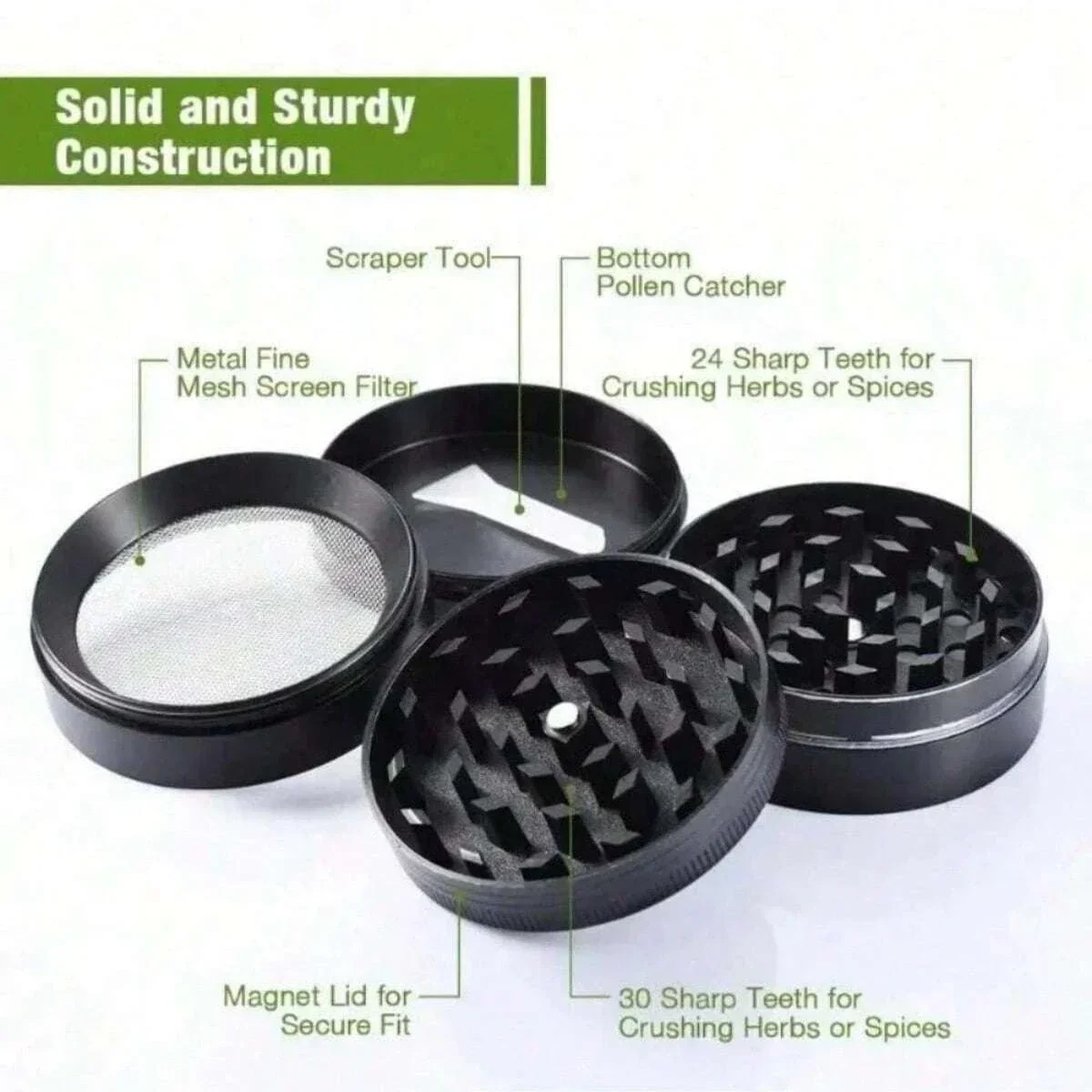 4-Layer Metal Herb Grinder with Magnetic Lid – Manual Spice Mill - Image 9