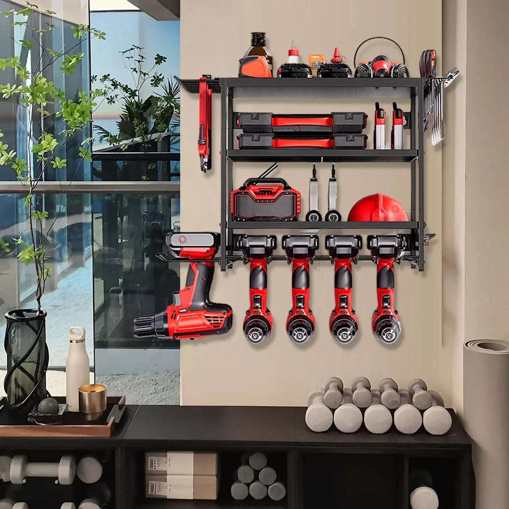 4-Layer Wall Mounted Tool Organizer Cabinet with Pegboard Storage - Image 6