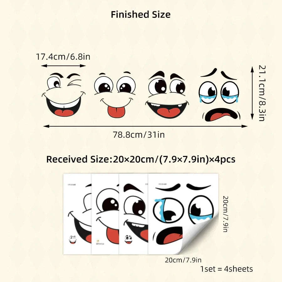 Cartoon Face Stickers – 4 Sheet Decorative Set - Image 8