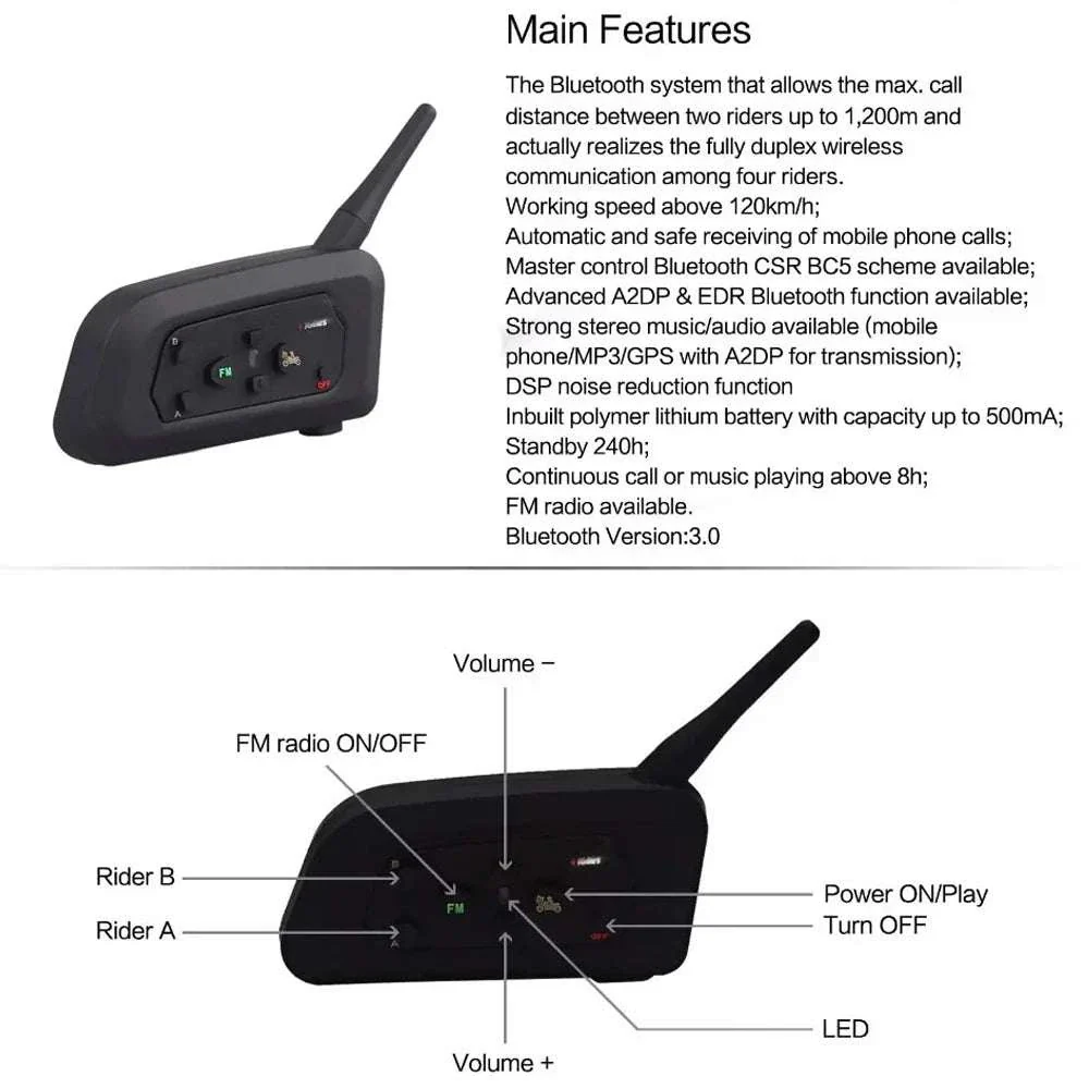 4-Person Referee Intercom Headset V4C 1200m Full Duplex Bluetooth - Image 9