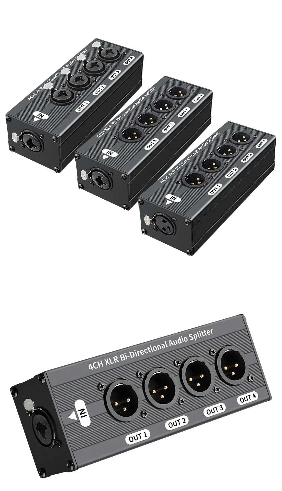 4-Way XLR Balanced Audio Splitter Box – 1 Input to 4 Outputs - Image 11