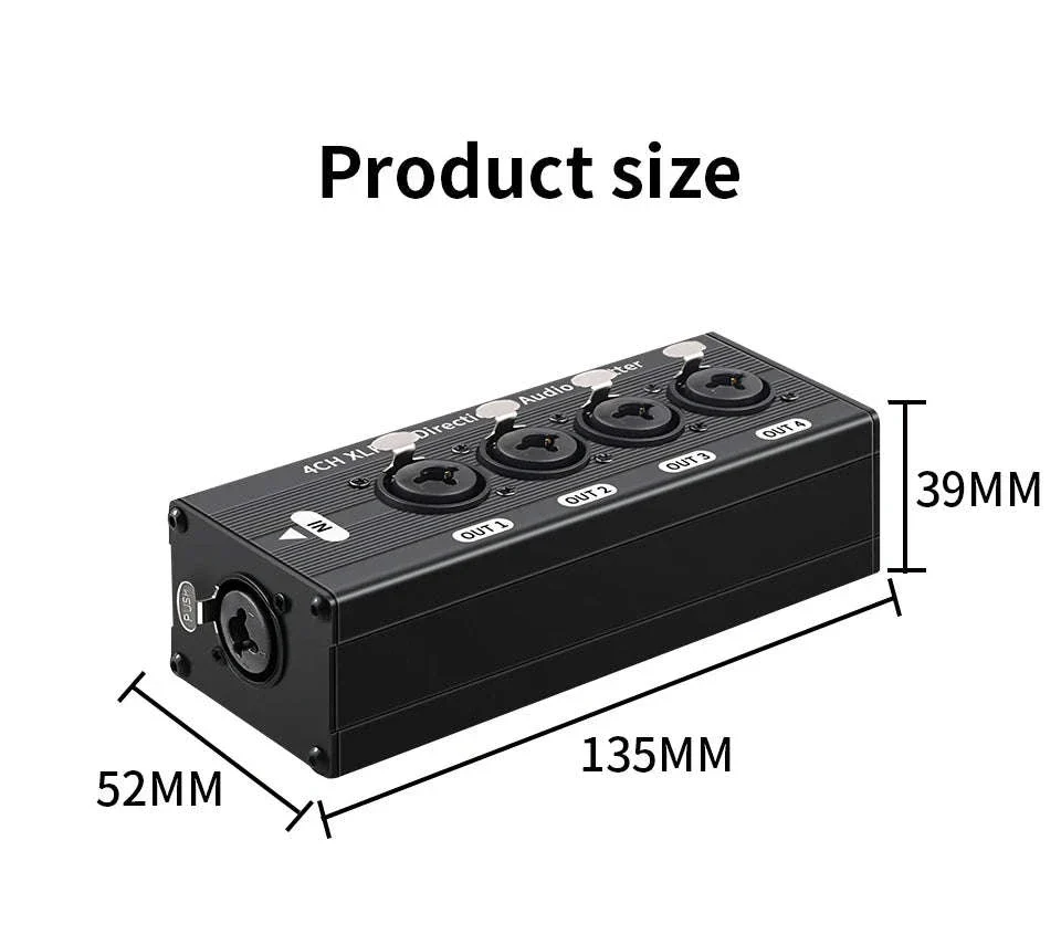 4-Way XLR Balanced Audio Splitter Box – 1 Input to 4 Outputs - Image 12