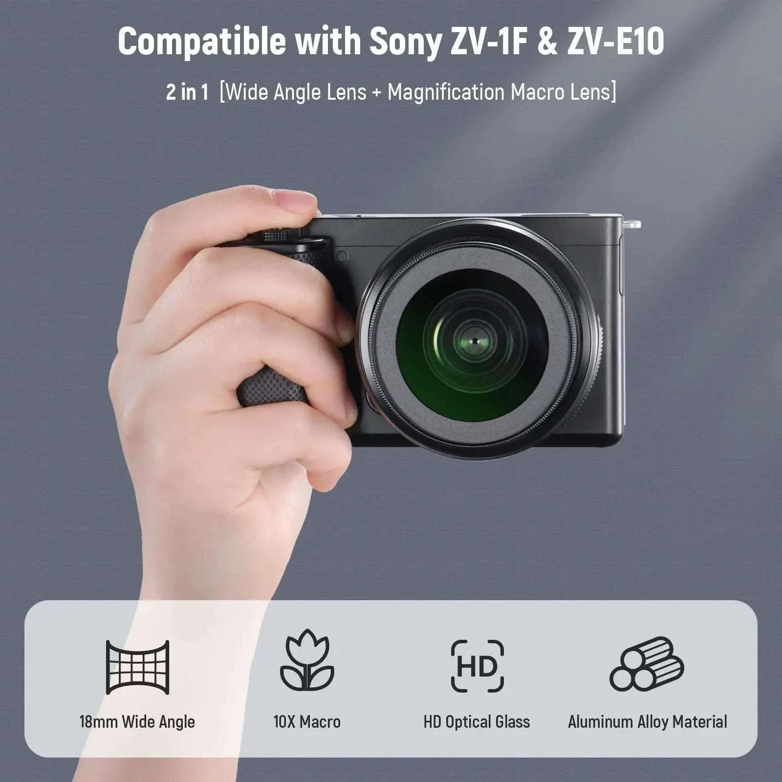 40.5mm 2-in-1 Wide Angle & 10X Macro Lens for Sony ZV-E10 ZV-1F - Image 6