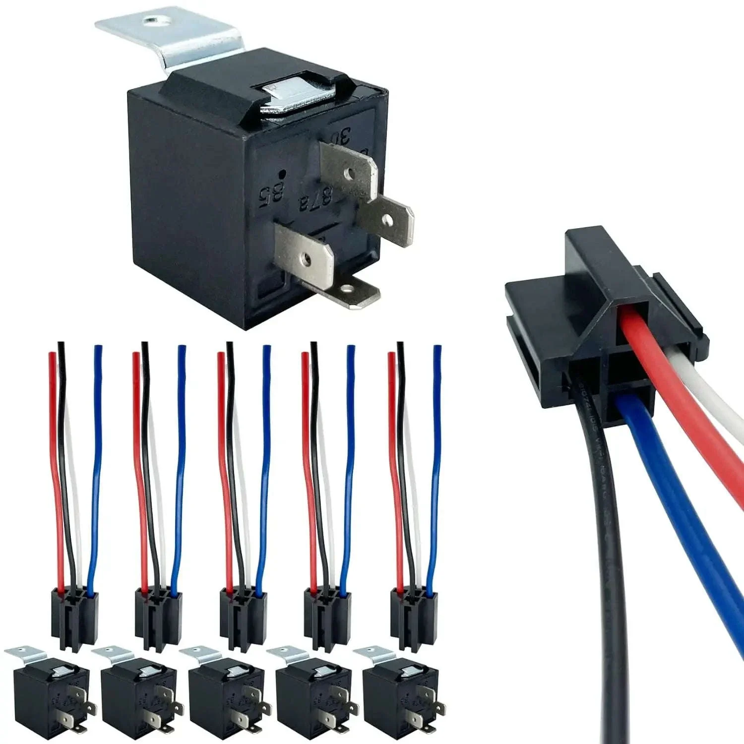40A 4-Pin 12V Automotive Relay with Interlocking Socket