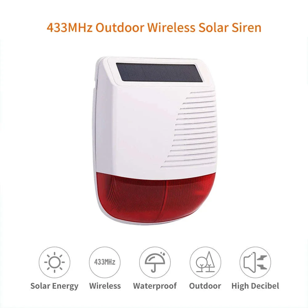 433MHz Outdoor Solar Wireless Siren for Perimeter Security - Image 2