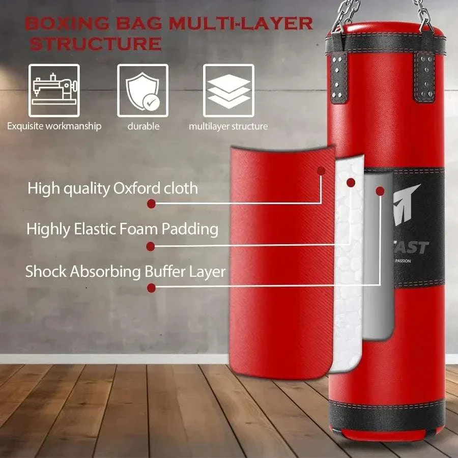 4ft Heavy Punching Bag Set with Gloves for Home Boxing Training - Image 4