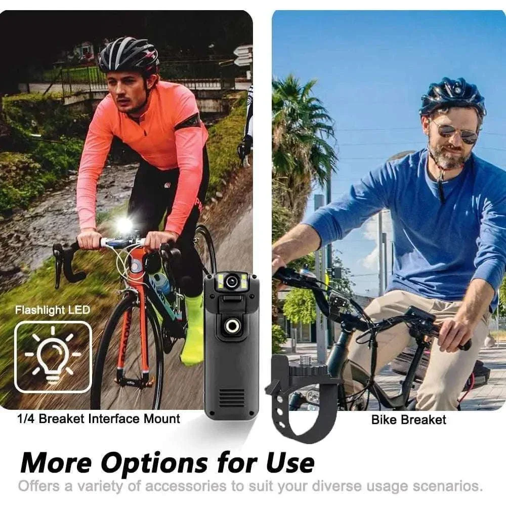 4K Wearable Body Camera with 180° Lens, Magnetic Clip & Bike Mount - Image 4
