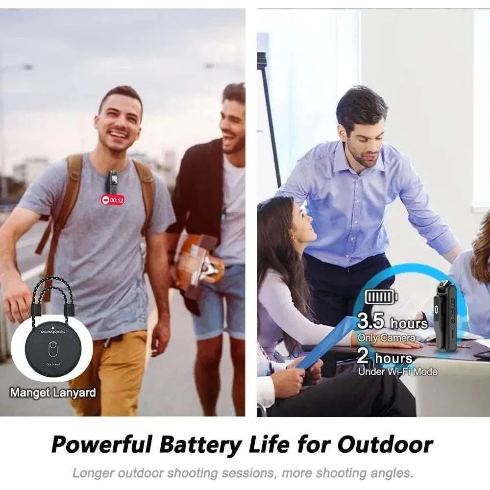 4K Wearable Body Camera with 180° Lens, Magnetic Clip & Bike Mount - Image 5