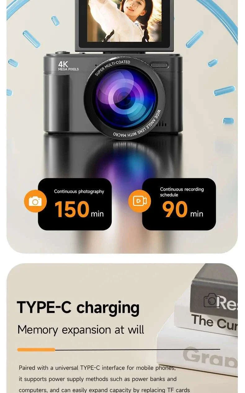 4K 64MP Retro Compact Digital Camera with 18X Zoom - Image 19