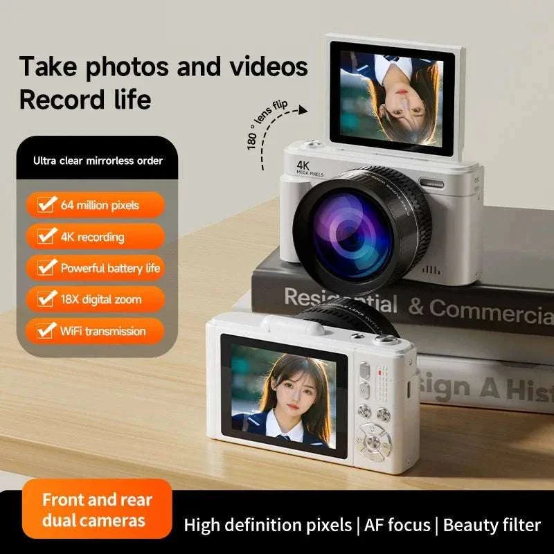 4K 64MP Retro Compact Digital Camera with 18X Zoom - Image 2