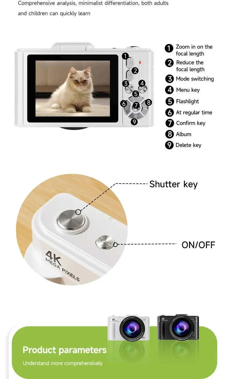 4K 64MP Retro Compact Digital Camera with 18X Zoom - Image 22