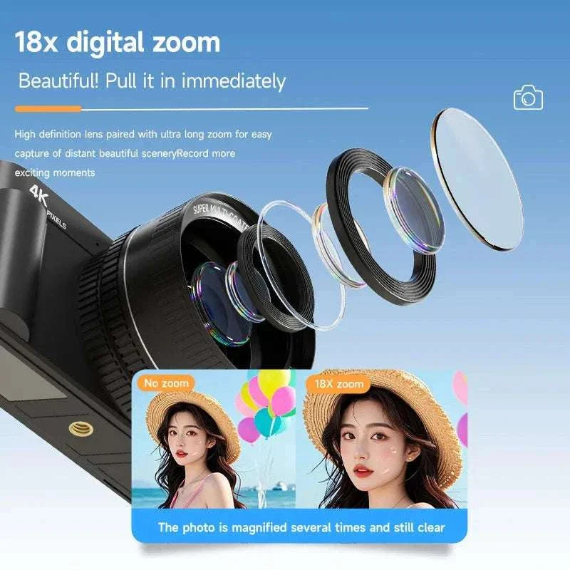 4K 64MP Retro Compact Digital Camera with 18X Zoom - Image 3