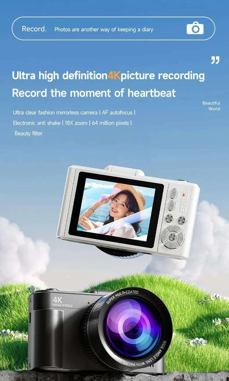 4K 64MP Retro Compact Digital Camera with 18X Zoom - Image 7