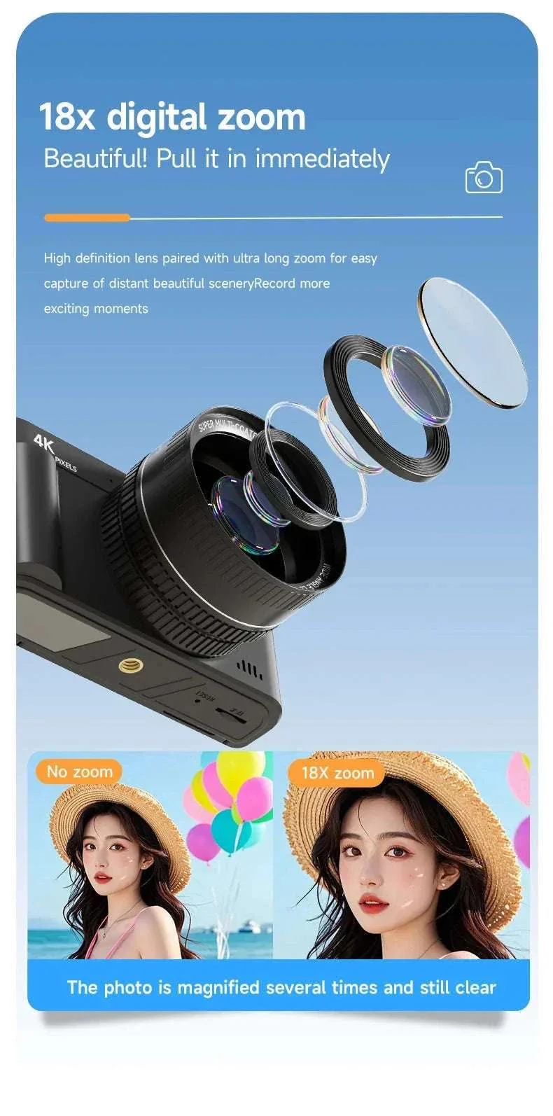 4K 64MP Retro Compact Digital Camera with 18X Zoom - Image 9