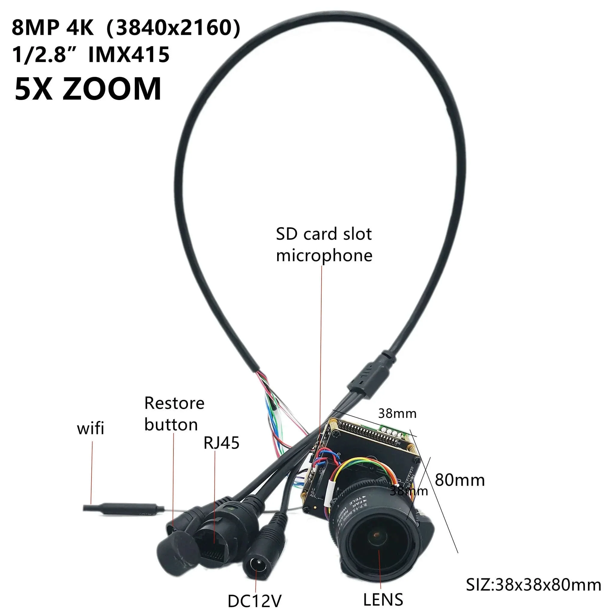 4K 8MP IP Camera Module with Motorized Zoom and IMX415 Sensor - Image 2