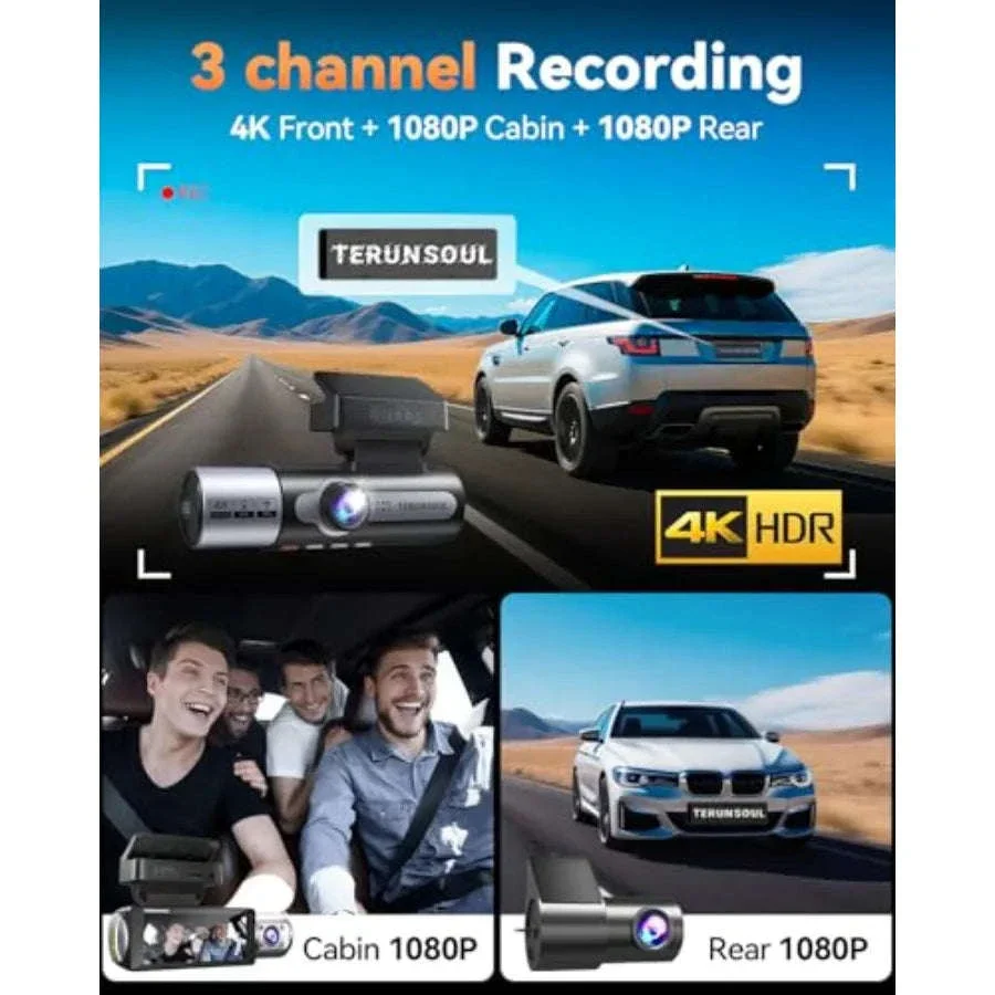 4K Front and Rear Dash Cam with Night Vision and Collision Sensor - Image 8