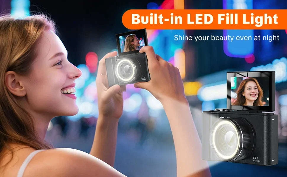 4K Digital Camera with Ring Light, Flip Screen for Vlogging - Image 10