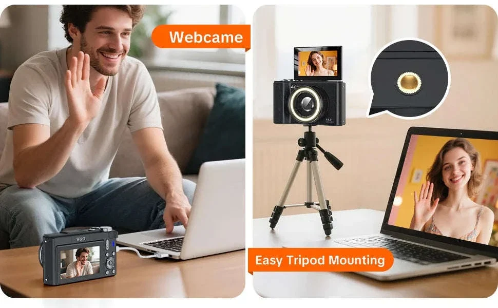 4K Digital Camera with Ring Light, Flip Screen for Vlogging - Image 11