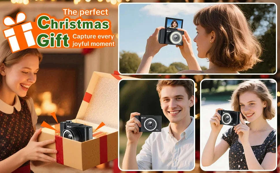 4K Digital Camera with Ring Light, Flip Screen for Vlogging - Image 13