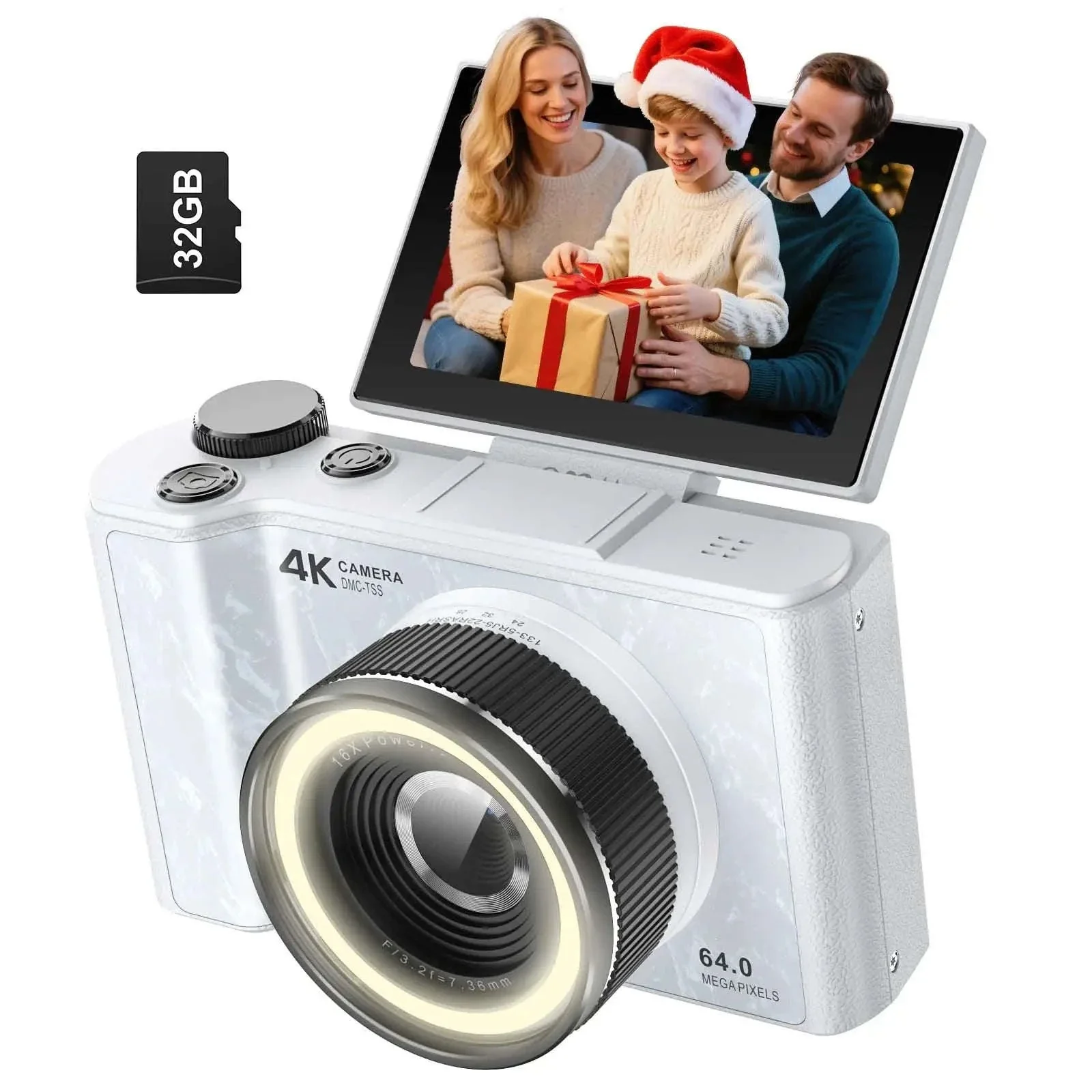 4K Digital Camera with Ring Light, Flip Screen for Vlogging - Image 15