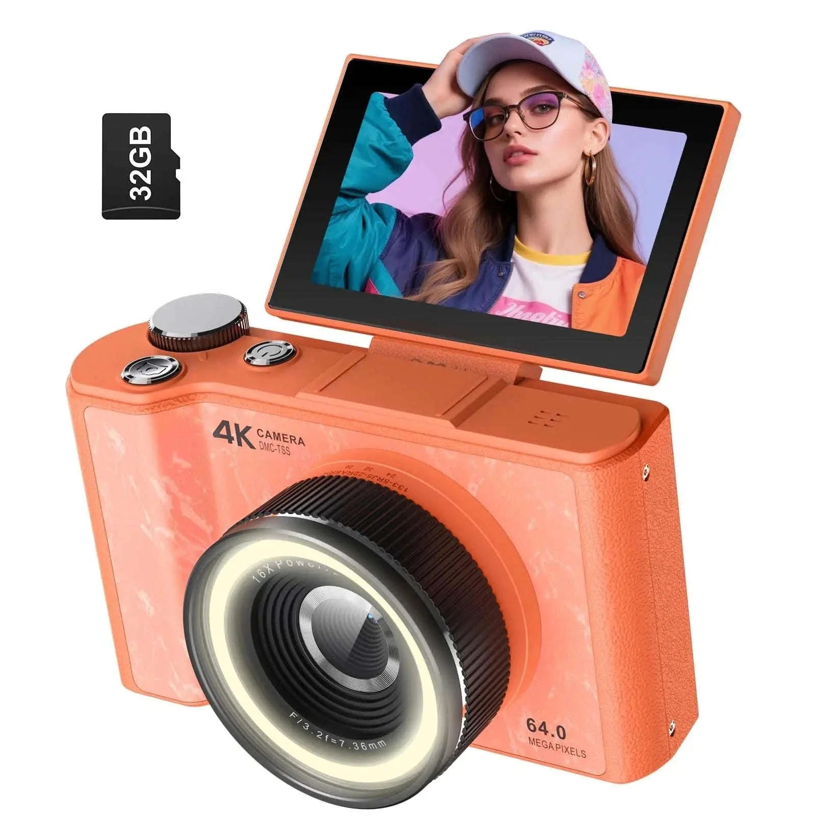 4K Digital Camera with Ring Light, Flip Screen for Vlogging - Image 16