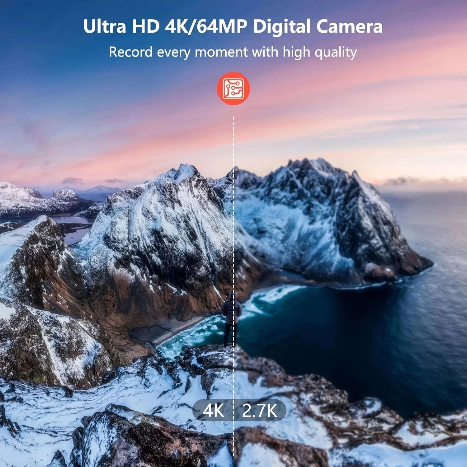4K Digital Camera with Ring Light, Flip Screen for Vlogging - Image 3