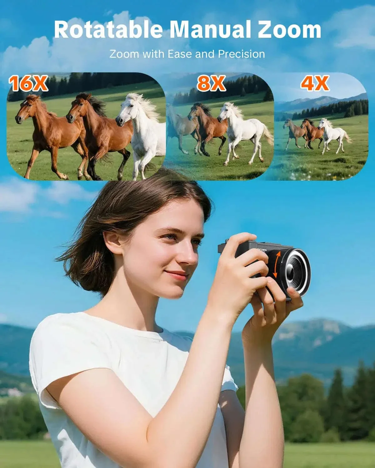 4K Digital Camera with Ring Light, Flip Screen for Vlogging - Image 7