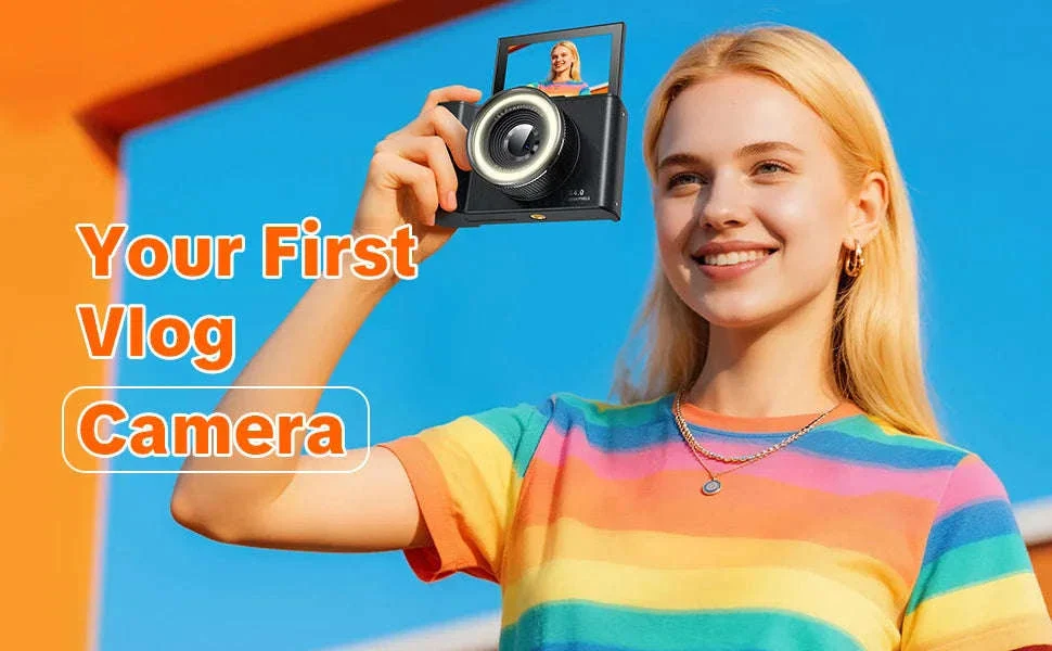 4K Digital Camera with Ring Light, Flip Screen for Vlogging - Image 9