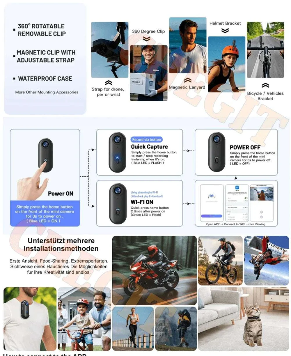 Mini 4K Action Camera with WiFi, Waterproof Helmet Body Cam - Image 15