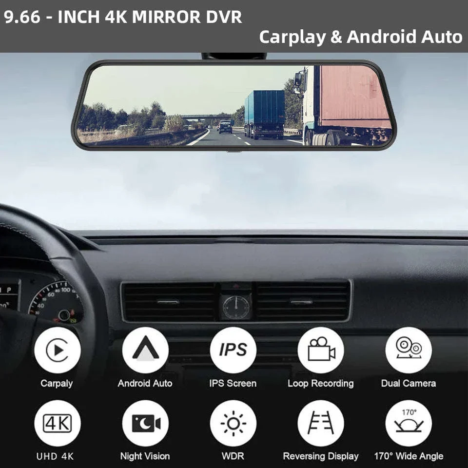 4K Touch Screen Car Dash Cam with Rear Camera - Image 2