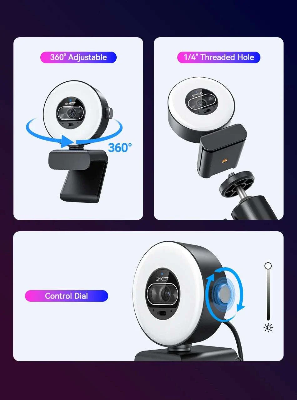 4K Webcam with Ring Light Autofocus 1080P 60FPS USB Camera - Image 27