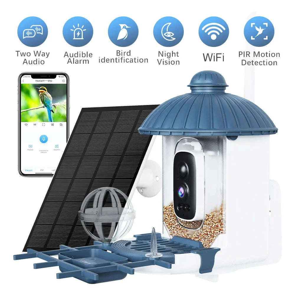Smart Bird Feeder Camera with Solar Power, 4MP HD WiFi