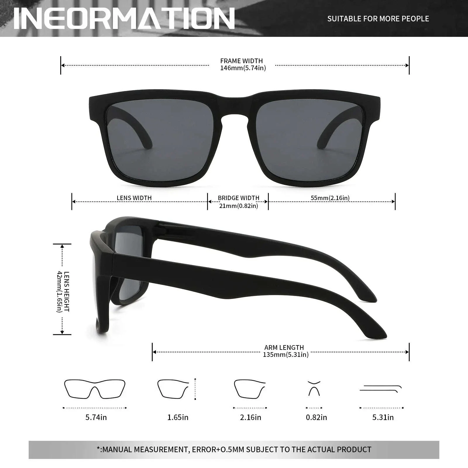 4PCS Square Sports Sunglasses with Designer Temple Pattern - Image 5