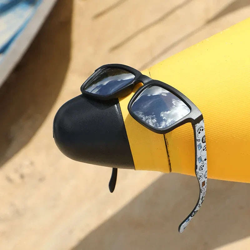 4PCS Square Sports Sunglasses with Designer Temple Pattern - Image 6