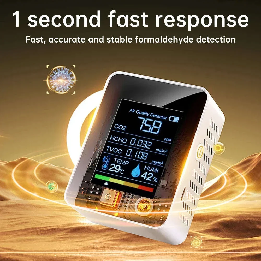 5-in-1 Air Quality Monitor with CO₂, TVOC & Formaldehyde Detection - Image 11