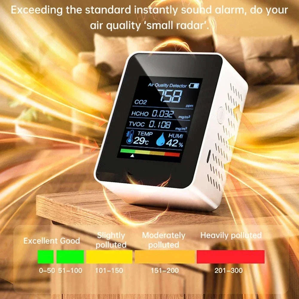5-in-1 Air Quality Monitor with CO₂, TVOC & Formaldehyde Detection - Image 14