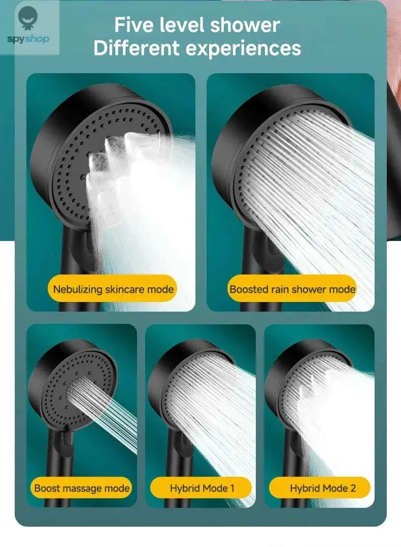 5-Mode Pressure Boost Shower Head with Massage Spray - Image 13