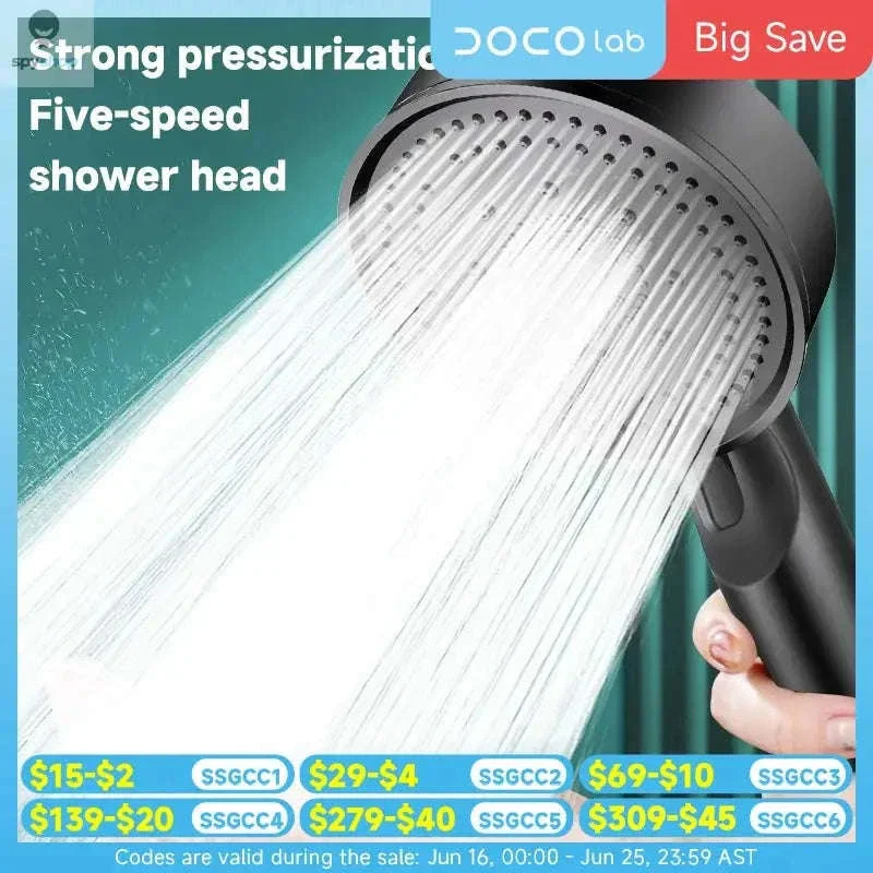 5-Mode Pressure Boost Shower Head with Massage Spray - Image 2
