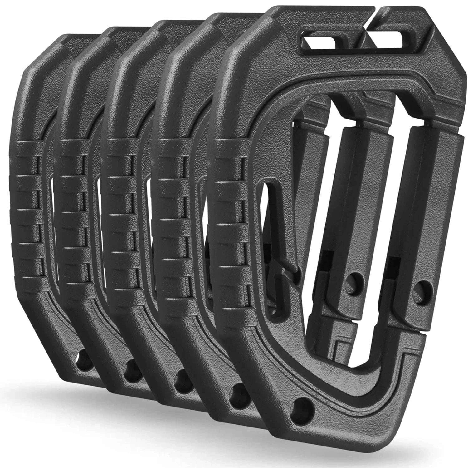 5-Pack Tactical Plastic Carabiner Clips for Molle Gear and Backpacks