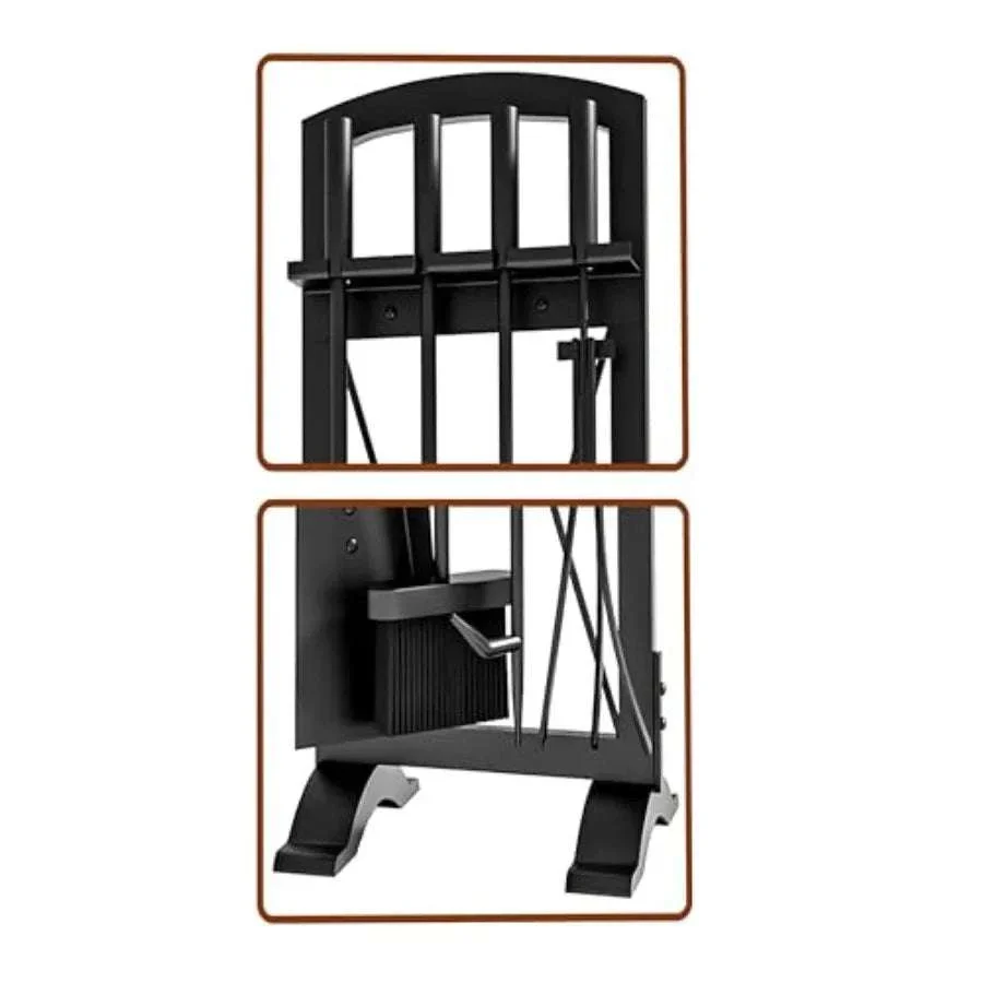 Wrought Iron Fireplace Tool Set with Poker, Tongs, Shovel & Broom - Image 10